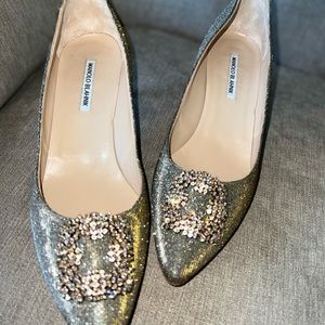 Manolo Blahnik Hangisi Flannel Fabric pumps